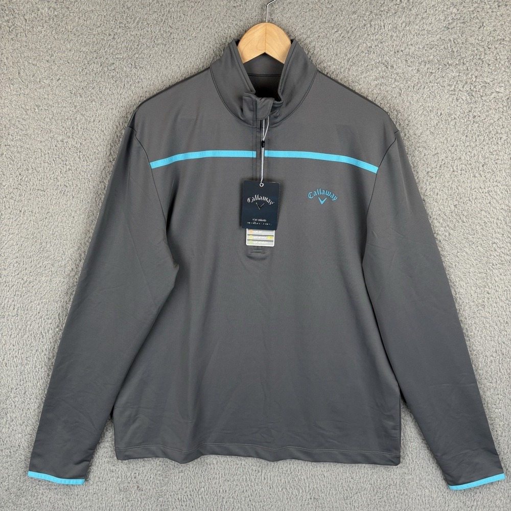 NEW‎ Callaway Golf 1/4 Zip Pullover Mens Medium Gray Weather Series Golf
